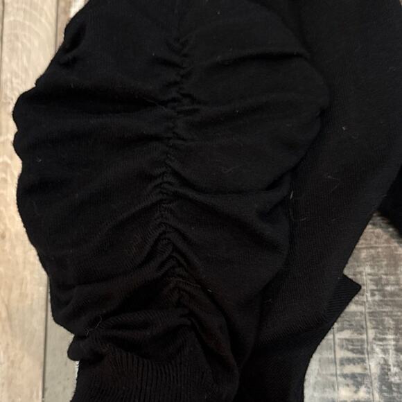 Womens Cropped Open Front Cardigan Bolero Shrug Medium Whimsy Ruched Sleeves - Picture 5 of 6